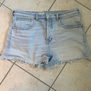 Pilcro Light Blue High-Rise Frayed Denim Shorts (Anthropologie)